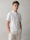 LCW Kids Beyaz Hakim Yaka Basic Erkek Çocuk Gömlek thumbnail 1
