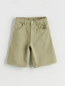 LCW Kids Yeşil Basic Erkek Çocuk Jean Şort thumbnail 1