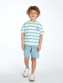 LCW Kids İndigo Beli Lastikli Basic Erkek Çocuk Jean Şort thumbnail 2