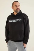 Erkek Siyah Kapşonlu Sweatshirt thumbnail 1