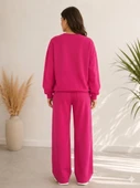 Kadın Pembe Bisiklet Yaka Sweatshirt thumbnail 4