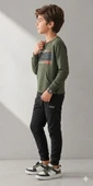 Erkek Çocuk Haki Sweatshirt thumbnail 3