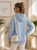Kadın Turkuaz Kapşonlu Sweatshirt thumbnail 4