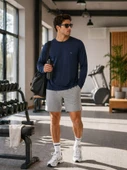 Erkek Lacivert Spor Sweatshirt thumbnail 1