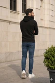 Erkek Siyah Kapşonlu Sweatshirt thumbnail 4