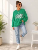 Kadın Yeşil Bisiklet Yaka Sweatshirt thumbnail 1