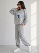 Kadın Gri Kapşonlu Sweatshirt thumbnail 2