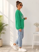Kadın Yeşil Bisiklet Yaka Sweatshirt thumbnail 2
