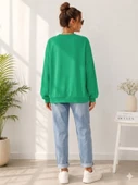 Kadın Yeşil Bisiklet Yaka Sweatshirt thumbnail 3