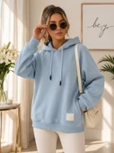 Kadın Turkuaz Kapşonlu Sweatshirt thumbnail 1