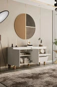 Moldesan Mila beyaz mdf 160 cm raflı konsol thumbnail 3