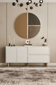 Moldesan Mila beyaz mdf 160 cm raflı konsol thumbnail 1
