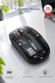 Şeffaf Çift Modlu Fare Bluetooth 5.2 + 2.4G Kablosuz Mouse TM23 Siyah thumbnail 1