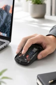 Şeffaf Çift Modlu Fare Bluetooth 5.2 + 2.4G Kablosuz Mouse TM23 Siyah thumbnail 3