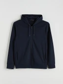 LCWAIKIKI Basic Lacivert Kapüşonlu Erkek Fermuarlı Sweatshirt thumbnail 6