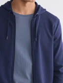 LCWAIKIKI Basic Lacivert Erkek Fermuarlı Sweatshirt thumbnail 3
