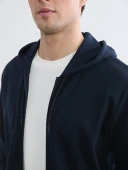 LCWAIKIKI Basic Lacivert Kapüşonlu Erkek Fermuarlı Sweatshirt thumbnail 4