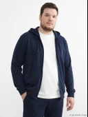 LCWAIKIKI Basic Lacivert Kapüşonlu Erkek Fermuarlı Sweatshirt thumbnail 2