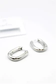 Oval Halka Küpe - Gümüş thumbnail 2