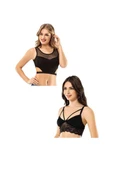 Kota 4 Adet Siyah Tül Modelli Dantelli Büstiyer thumbnail 1