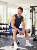 Erkek Mavi Spor Şort thumbnail 2