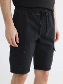 LCW Jeans Siyah Regular Fit Erkek Jean Şort thumbnail 3