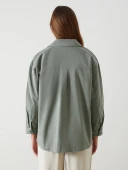 LCW Modest Yeşil Oversize Kadın Gömlek Tunik thumbnail 4
