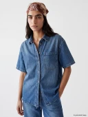 LCW Vision İndigo Oversize Kadın Jean Gömlek thumbnail 2