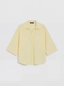 LCW Vision Sarı Oversize Poplin Kadın Gömlek thumbnail 5