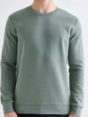 LCWAIKIKI Basic Yeşil Bisiklet Yaka Erkek Kalın Sweatshirt thumbnail 3