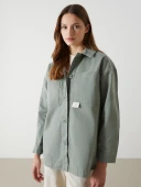 LCW Modest Yeşil Oversize Kadın Gömlek Tunik thumbnail 1