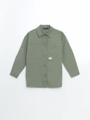 LCW Modest Yeşil Oversize Kadın Gömlek Tunik thumbnail 5