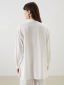 LCW Modest Ekru Oversize Kadın Gömlek Tunik thumbnail 4