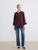 LCW STUDIO Bordo Oversize Poplin Kadın Gömlek thumbnail 2