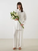 LCW Modest Ekru Oversize Kadın Gömlek Tunik thumbnail 2