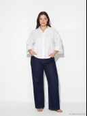 LCW Vision Beyaz Oversize Poplin Kadın Gömlek thumbnail 2