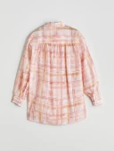 LCW Modest Pembe Ekose Oversize Kadın Gömlek Tunik thumbnail 6