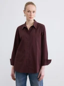 LCW STUDIO Bordo Oversize Poplin Kadın Gömlek thumbnail 1