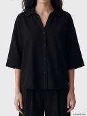 LCW Vision Siyah Oversize Poplin Kadın Gömlek thumbnail 3