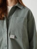LCW Modest Yeşil Oversize Kadın Gömlek Tunik thumbnail 3