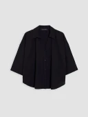 LCW Vision Siyah Oversize Poplin Kadın Gömlek thumbnail 5