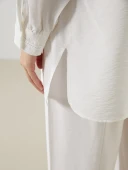 LCW Modest Ekru Oversize Kadın Gömlek Tunik thumbnail 3