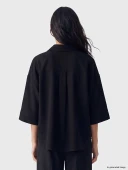 LCW Vision Siyah Oversize Poplin Kadın Gömlek thumbnail 4