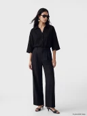 LCW Vision Siyah Oversize Poplin Kadın Gömlek thumbnail 2