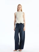 LCW Vision Bej Bisiklet Yaka Peplum Bluz thumbnail 2