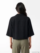 LCW Vision Siyah Oversize Kadın Gömlek thumbnail 3
