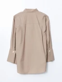 LCW Modest Bej Oversize Poplin Kadın Gömlek Tunik thumbnail 6
