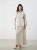 LCW Modest Bej Oversize Müslin Kadın Gömlek thumbnail 2