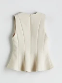 LCW Vision Bej Bisiklet Yaka Peplum Bluz thumbnail 6