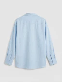 LCW Modest Mavi Oversize Kadın Gömlek Tunik thumbnail 6